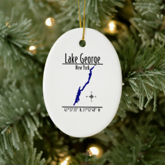Lake George New York Shoreline Map Oval Ceramic Ornament