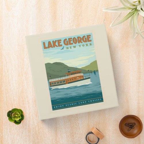 Lake George New York  Vintage Boat 3 Ring Binder