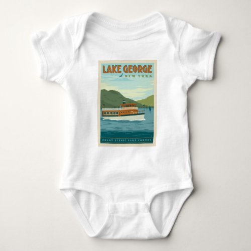 Lake George New York  Vintage Boat Baby Bodysuit