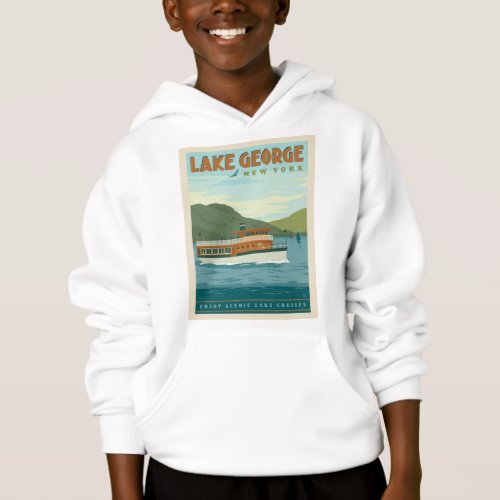 Lake George New York  Vintage Boat Hoodie