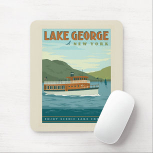 Lake George, New York   Vintage Boat Mouse Pad