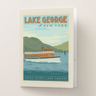 Lake George, New York Vintage Boat Pocket Folder