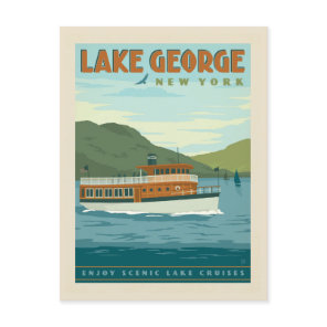 Lake George, New York | Vintage Boat Postcard