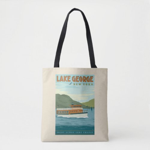 Lake George New York  Vintage Boat Tote Bag