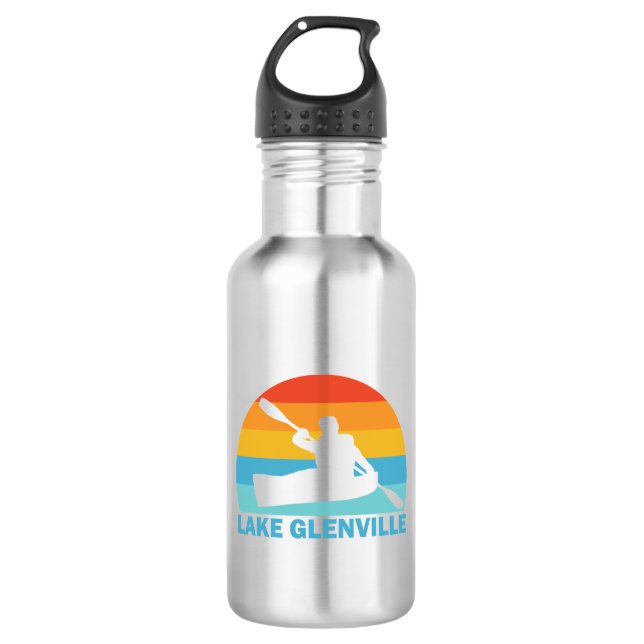 Lake Glenville North Carolina Kayak Stainless Steel Water Bottle (Front)