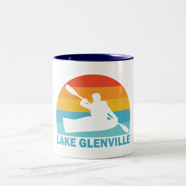 Lake Glenville North Carolina Kayak Two-Tone Coffee Mug (Center)