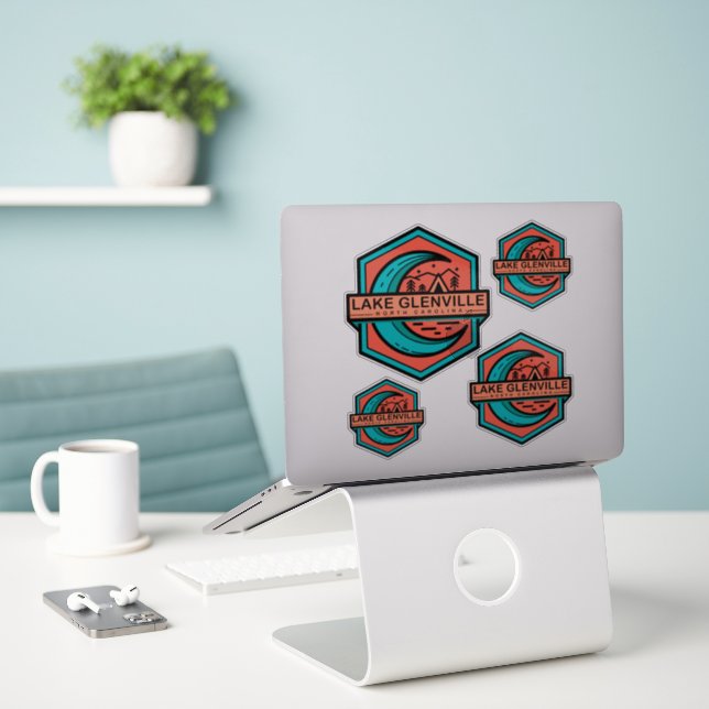lake glenville north carolina moon shine sticker (Laptop On Desk)