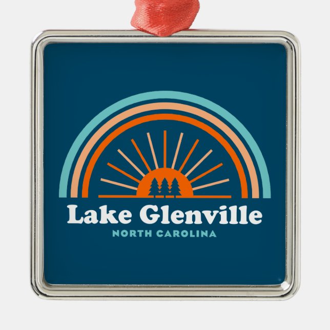 Lake Glenville North Carolina Rainbow Metal Ornament (Front)
