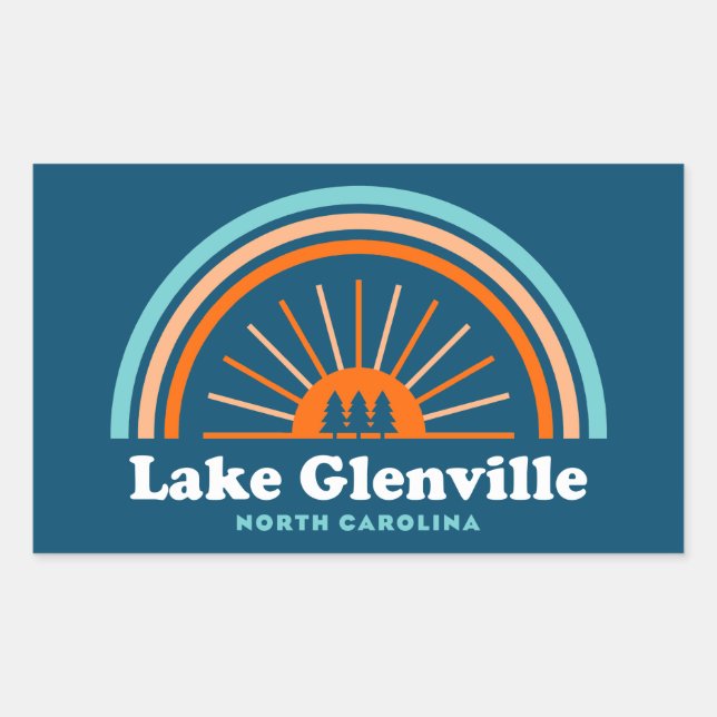 Lake Glenville North Carolina Rainbow Rectangular Sticker (Front)