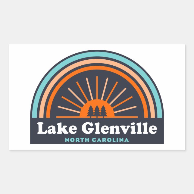 Lake Glenville North Carolina Rainbow Rectangular Sticker (Front)