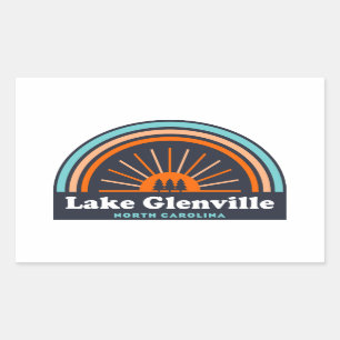Lake Glenville North Carolina Rainbow Rectangular Sticker
