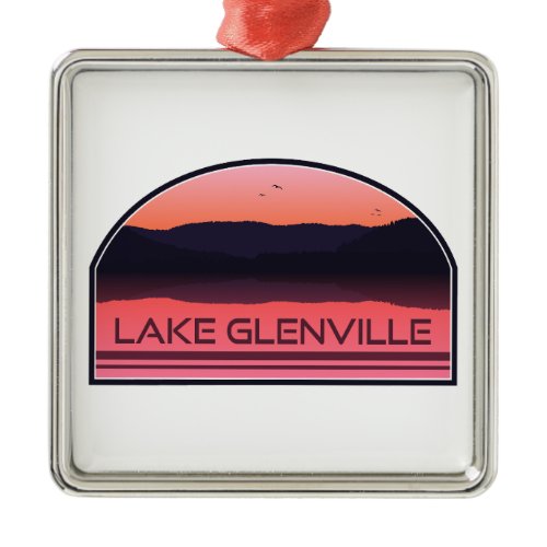 Lake Glenville North Carolina Red Sunrise Metal Ornament