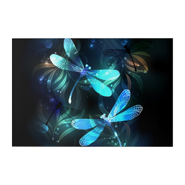 Lake Glowing Dragonflies Acrylic Print (Front)