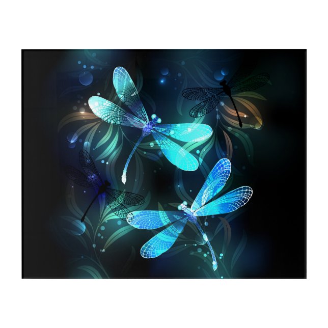 Lake Glowing Dragonflies Acrylic Print (Front)