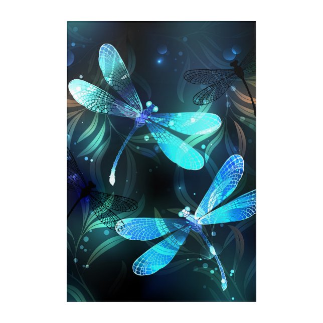 Lake Glowing Dragonflies Acrylic Print (Front)