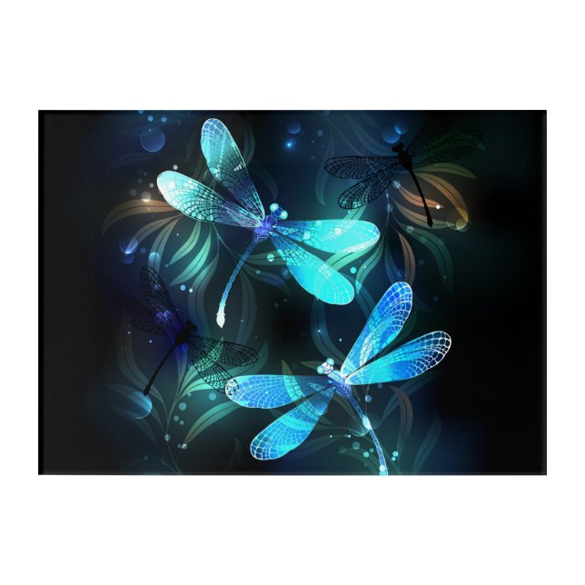 Lake Glowing Dragonflies Acrylic Print (Front)