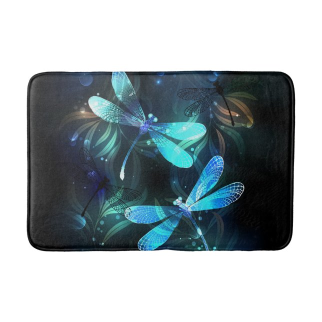 Lake Glowing Dragonflies Bath Mat (Front)