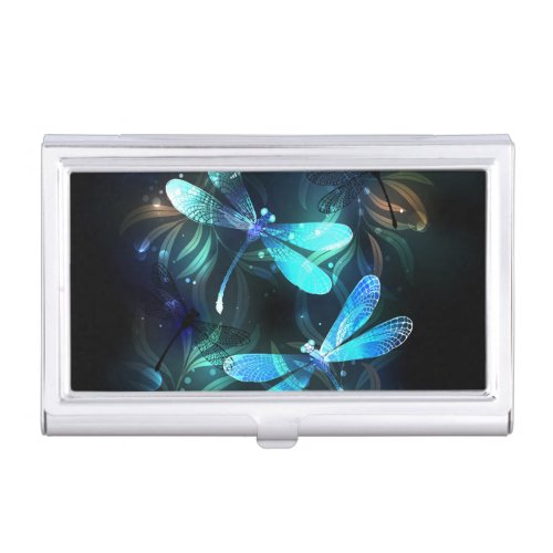 Lake Glowing Dragonflies Business Card Case