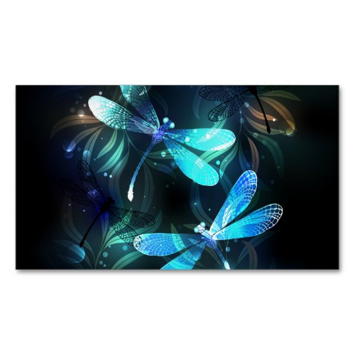 Lake Glowing Dragonflies Business Card Magnet