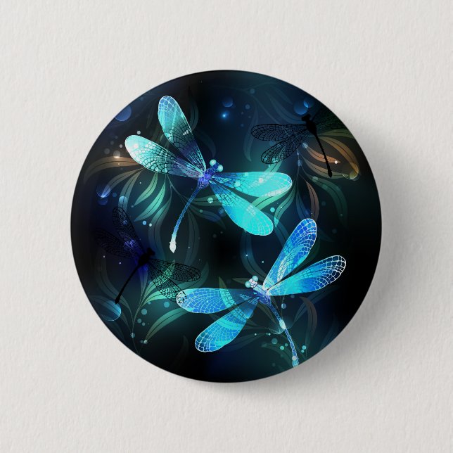 Lake Glowing Dragonflies Button (Front)