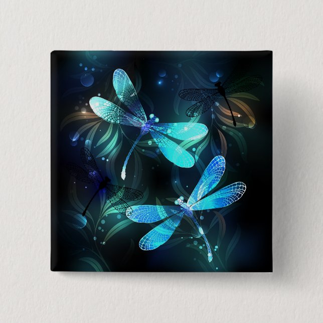 Lake Glowing Dragonflies Button (Front)