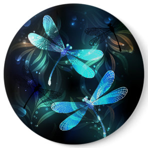 Lake Glowing Dragonflies Button