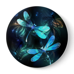 Lake Glowing Dragonflies Button