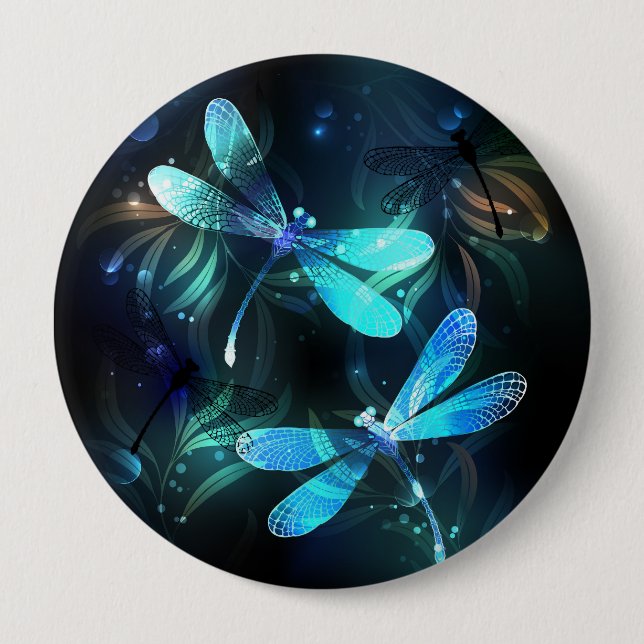 Lake Glowing Dragonflies Button (Front)