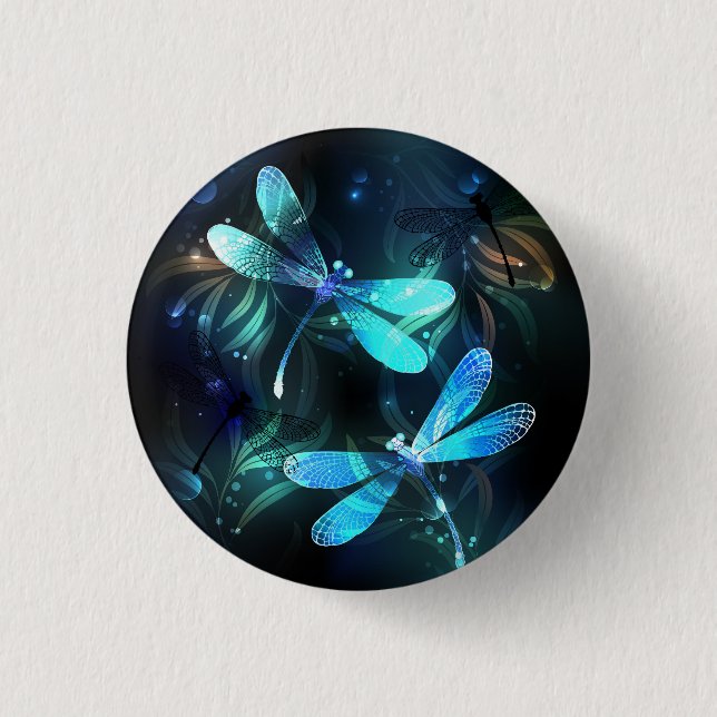 Lake Glowing Dragonflies Button (Front)