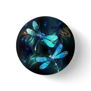Lake Glowing Dragonflies Button