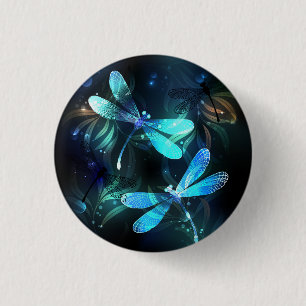 Lake Glowing Dragonflies Button
