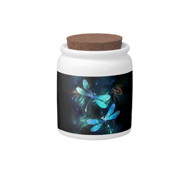 Lake Glowing Dragonflies Candy Jar (Front)