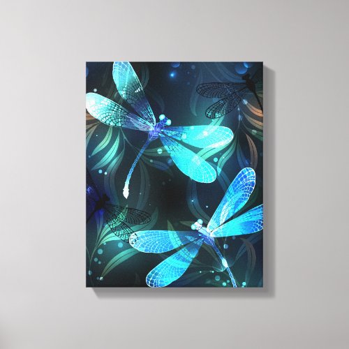 Lake Glowing Dragonflies Canvas Print