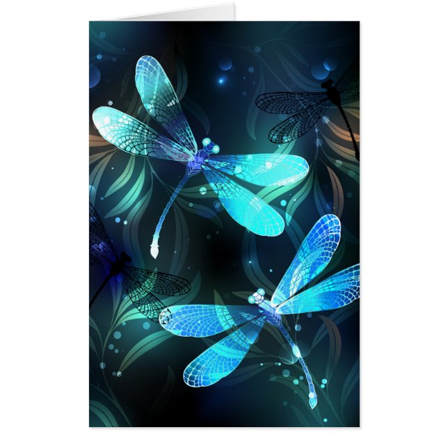 Lake Glowing Dragonflies Card (Front)