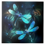 Lake Glowing Dragonflies Ceramic Tile