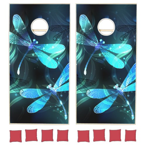 Lake Glowing Dragonflies Cornhole Set