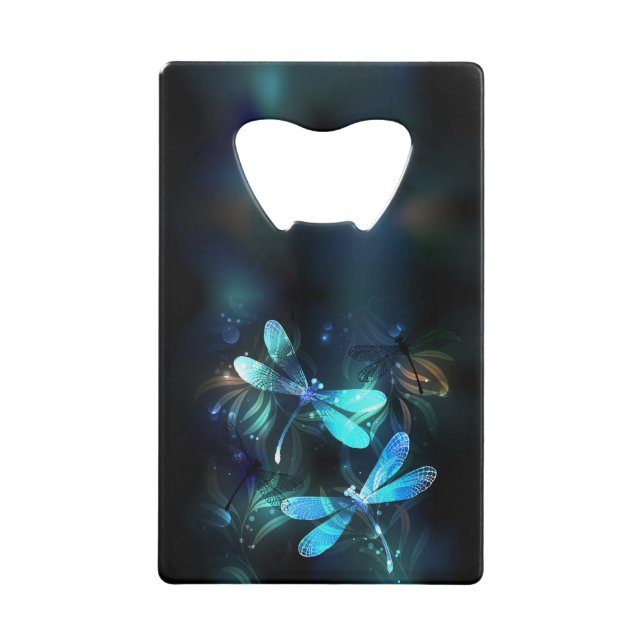 Lake Glowing Dragonflies Credit Card Bottle Opener (Front)