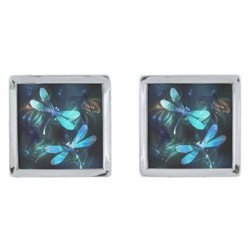 Lake Glowing Dragonflies Cufflinks