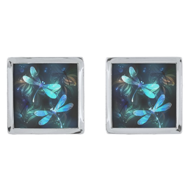 Lake Glowing Dragonflies Cufflinks (Front)