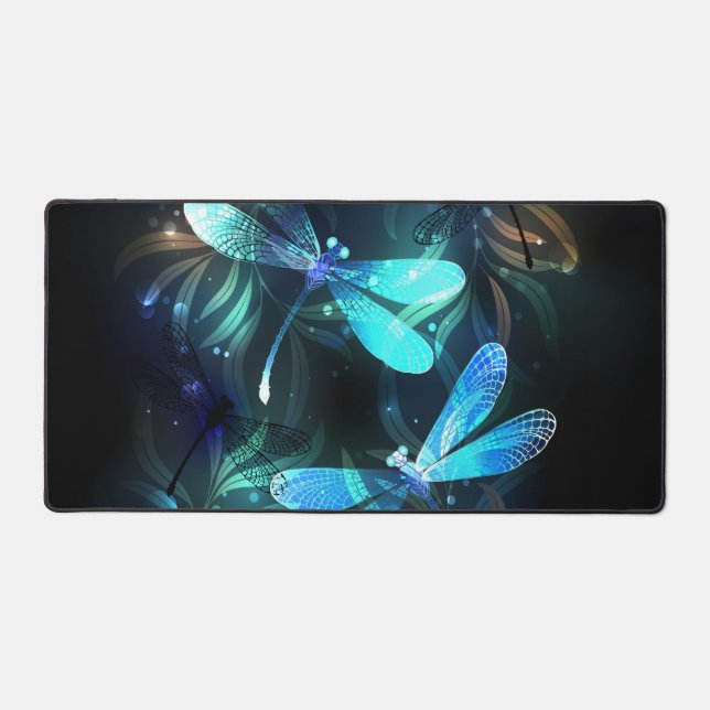 Lake Glowing Dragonflies Desk Mat (Front)