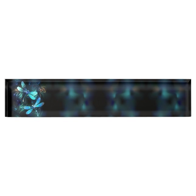 Lake Glowing Dragonflies Desk Name Plate (Front)