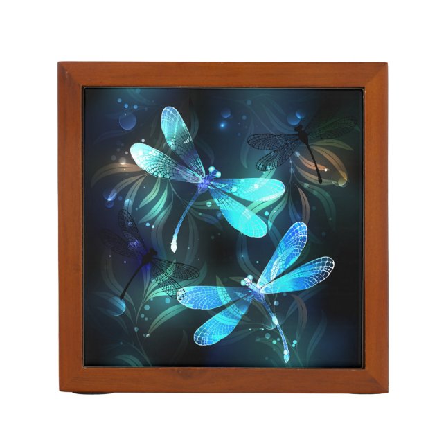 Lake Glowing Dragonflies Desk Organizer (Front)