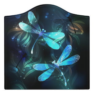 Lake Glowing Dragonflies Door Sign