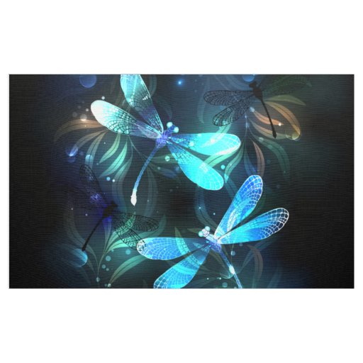 Lake Glowing Dragonflies Fabric