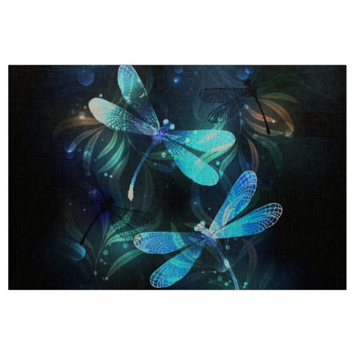 Lake Glowing Dragonflies Fabric