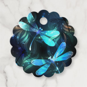 Lake Glowing Dragonflies Favor Tags