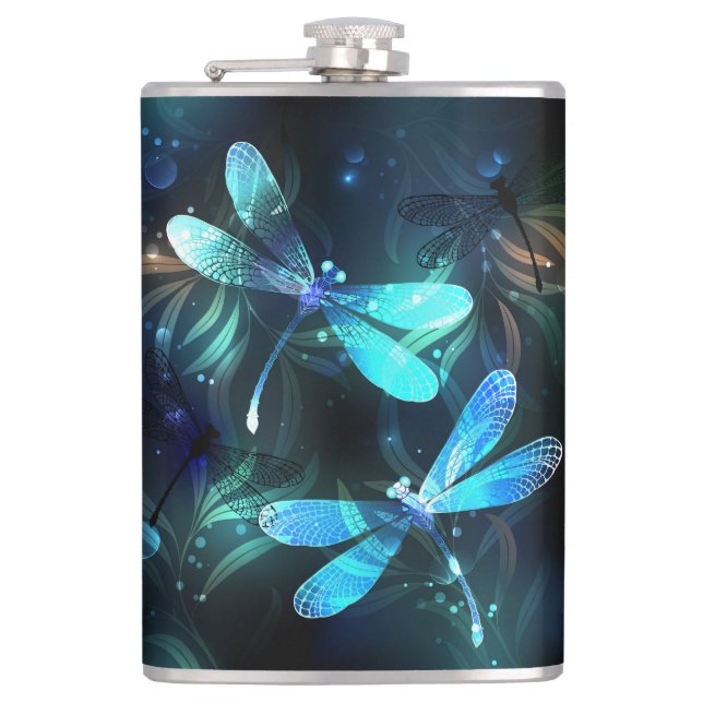 Lake Glowing Dragonflies Flask (Front)