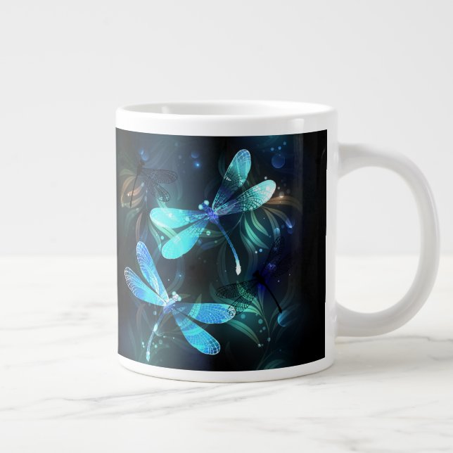 Lake Glowing Dragonflies Giant Coffee Mug (Right)