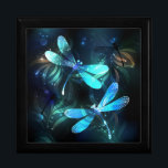 Lake Glowing Dragonflies Gift Box<br><div class="desc">Two transparent,  luminous,  turquoise,  artistically drawn dragonflies on night background with luminescent lake algae and fireflies. Glowing dragonfly.</div>