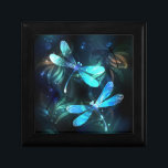 Lake Glowing Dragonflies Gift Box<br><div class="desc">Two transparent,  luminous,  turquoise,  artistically drawn dragonflies on night background with luminescent lake algae and fireflies. Glowing dragonfly.</div>